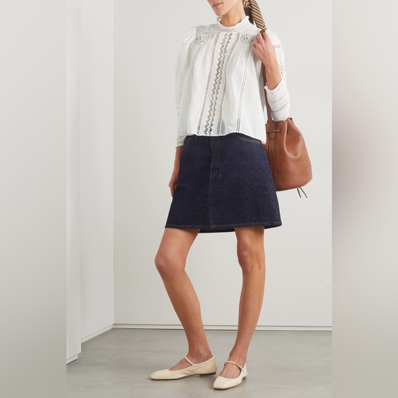 Doen Amaya crochet pintucked organic cotton-voile blouse Victorian Cottagecore - Picture 15 of 16